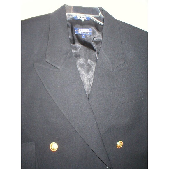Nice Womens Blazer Jacket Vintage Corbin Collection USA 12 Black Gold Buttons - Picture 6 of 6